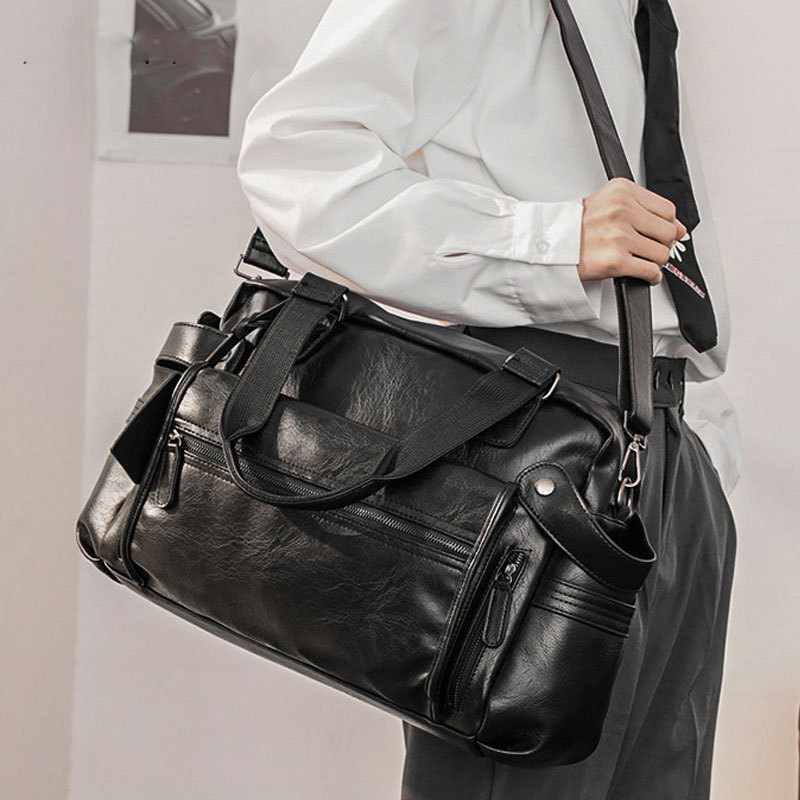 Luxury Bags For Men - Men PU Leather Briefcase Top-Handle Handbag