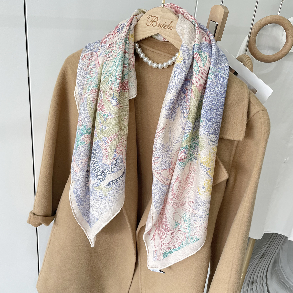 90CM Silk Wool Scarf Women Hea - Luxury Bags And Accessories 리뷰 및 가격